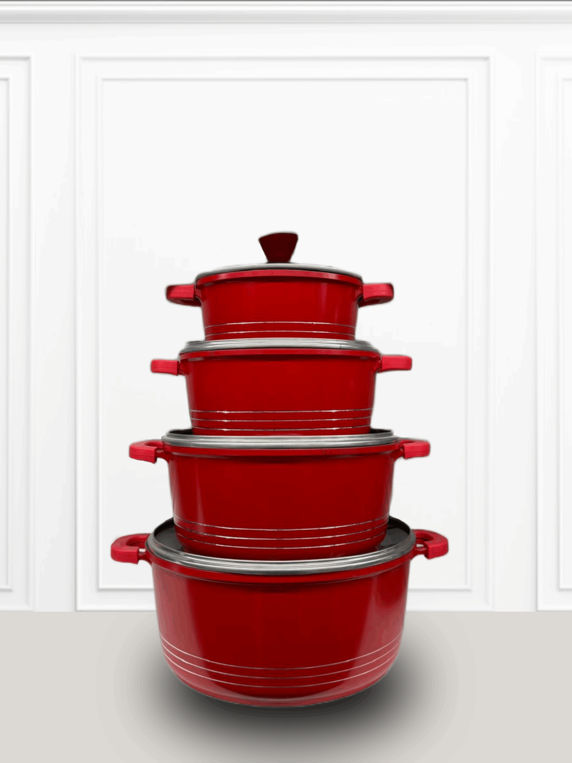 Bano rouge lot de 4 BIKO marmite rouge mat lot de 4