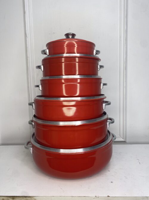 Caldero rouge couvercle en verre