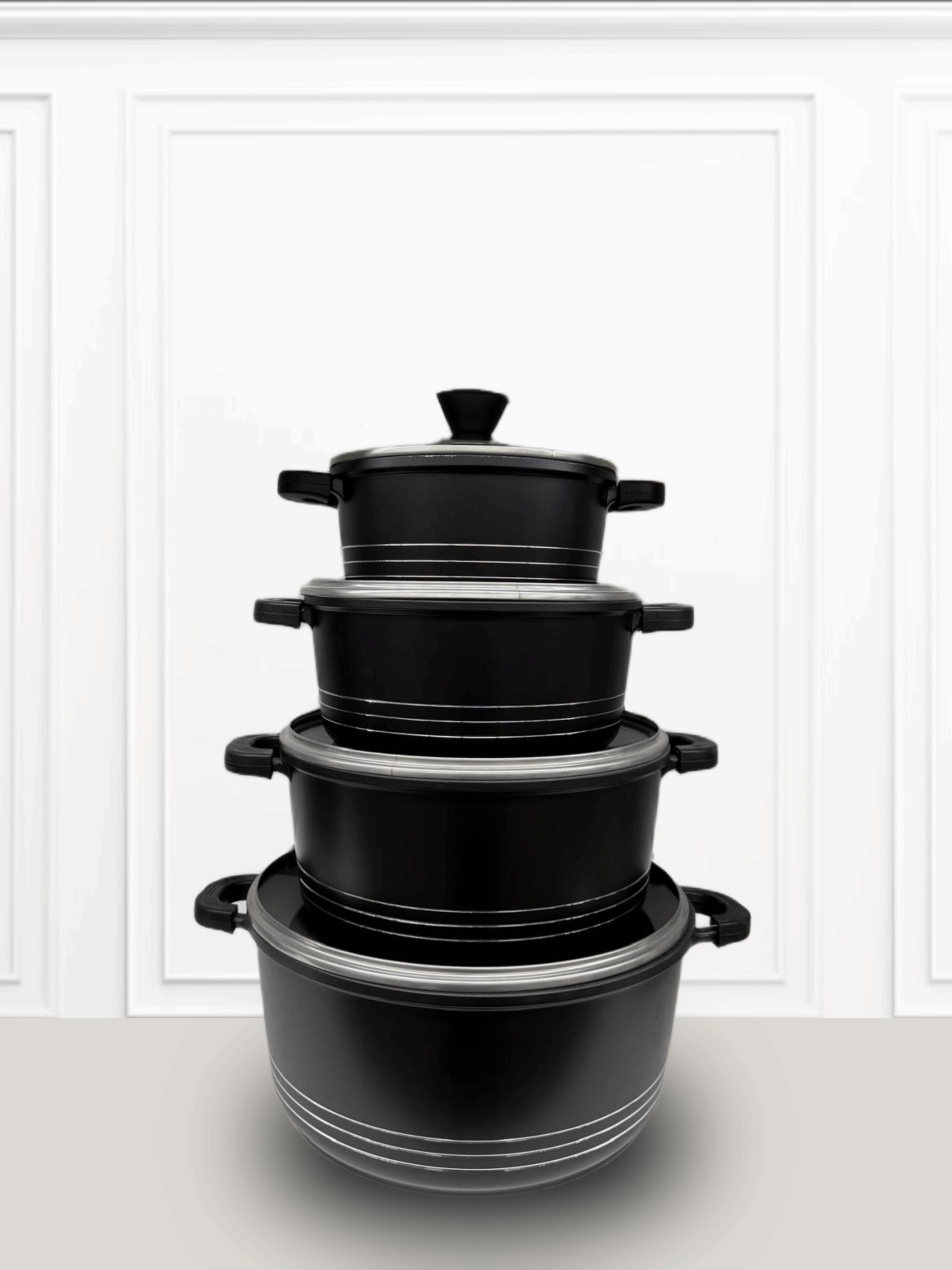 Bano noir mat lot de 4 BIKO marmite noir mat lot de 4