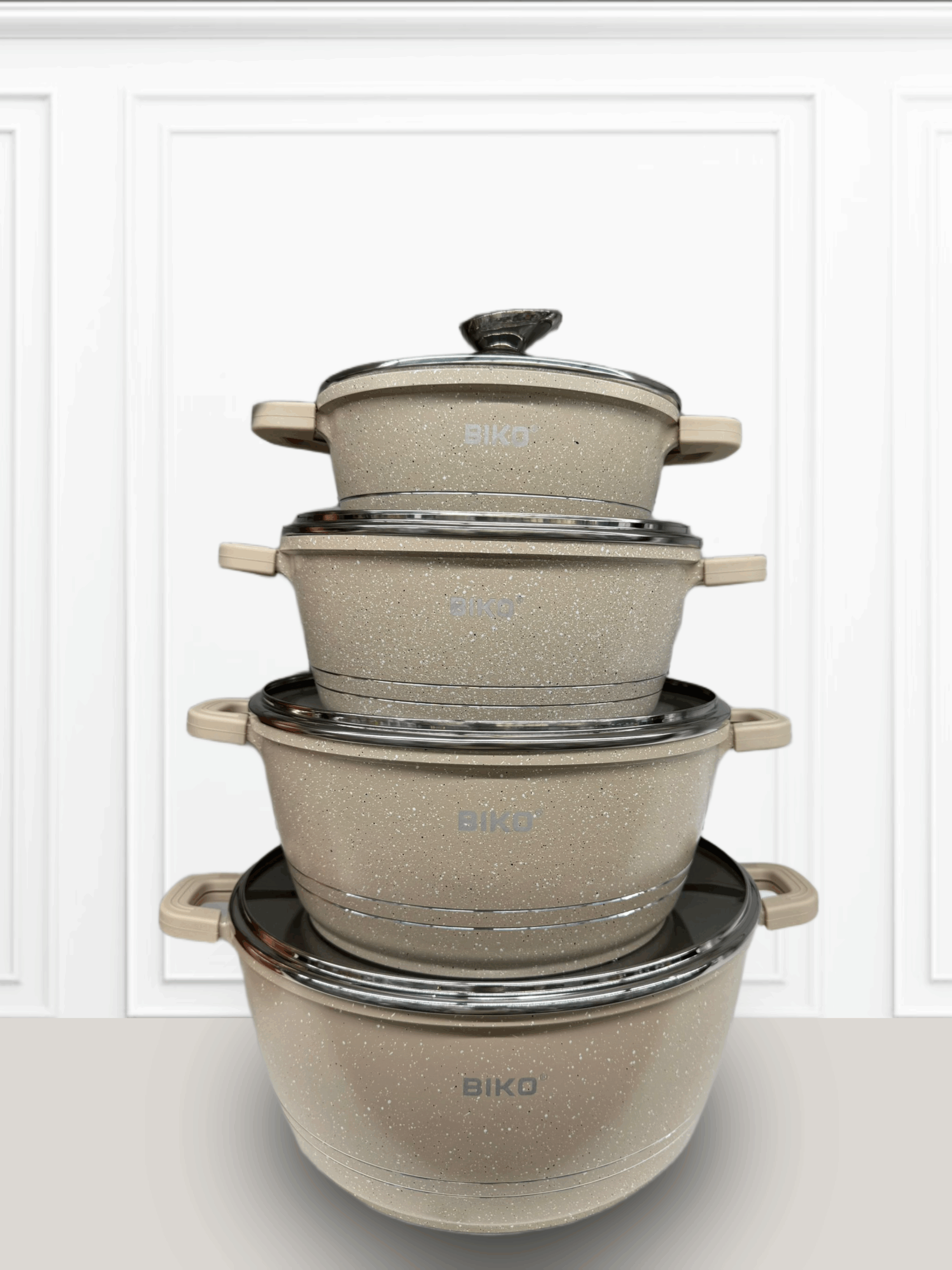 biko lot de 4 beige BIKO lot de 4 Marmites Beige Sablé