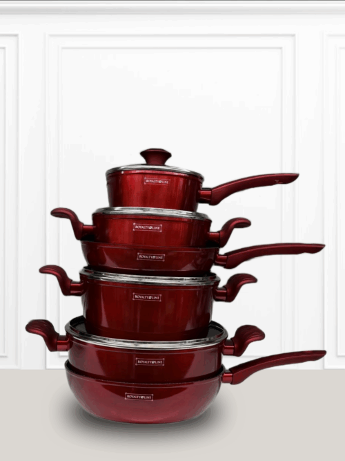 marmite royalty line rouge metal poele+casserole Royalty Line ensemble de marmite rouge métallique