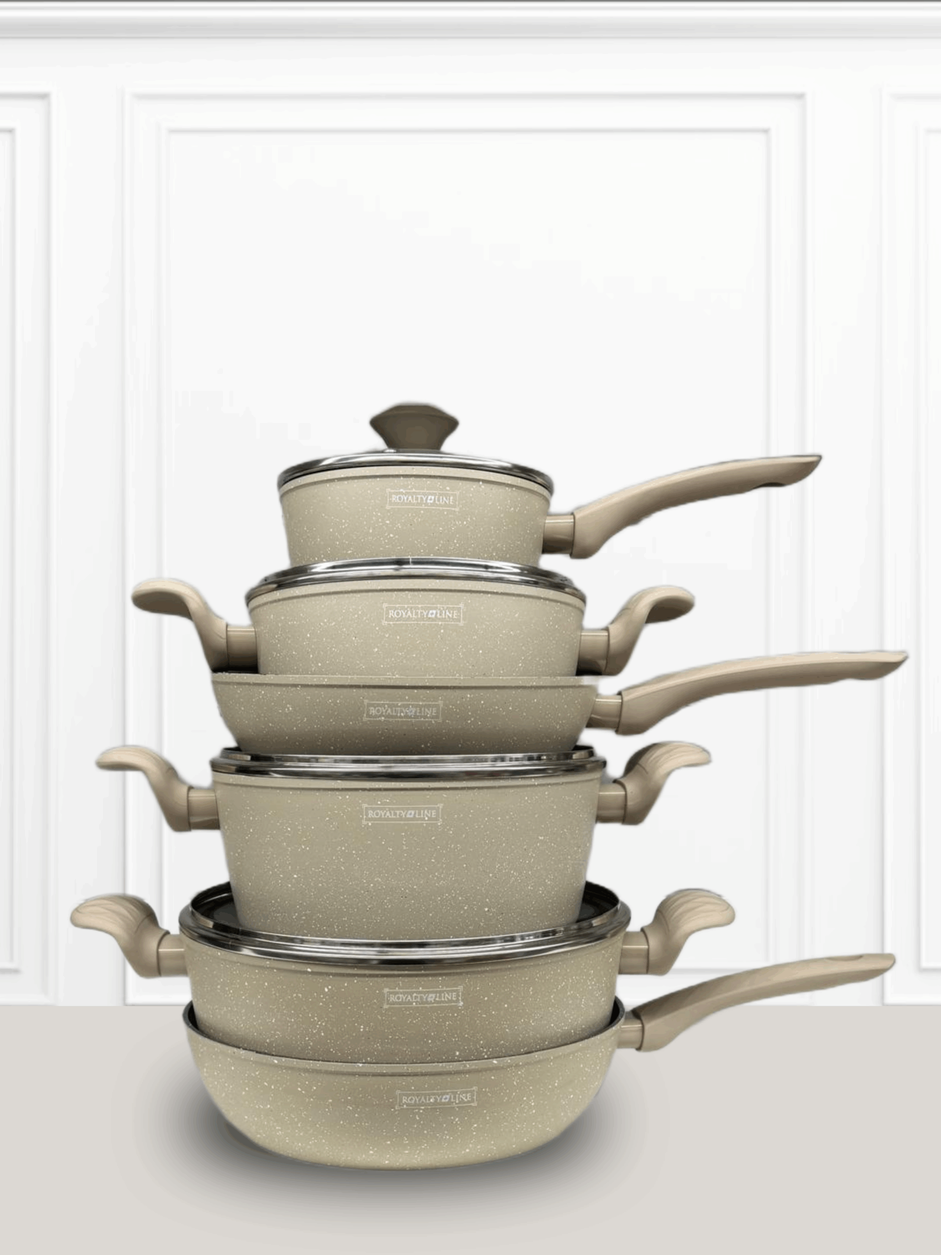 royalty line ensemble de marmite beige avec poele Royalty Line ensemble de marmite beige